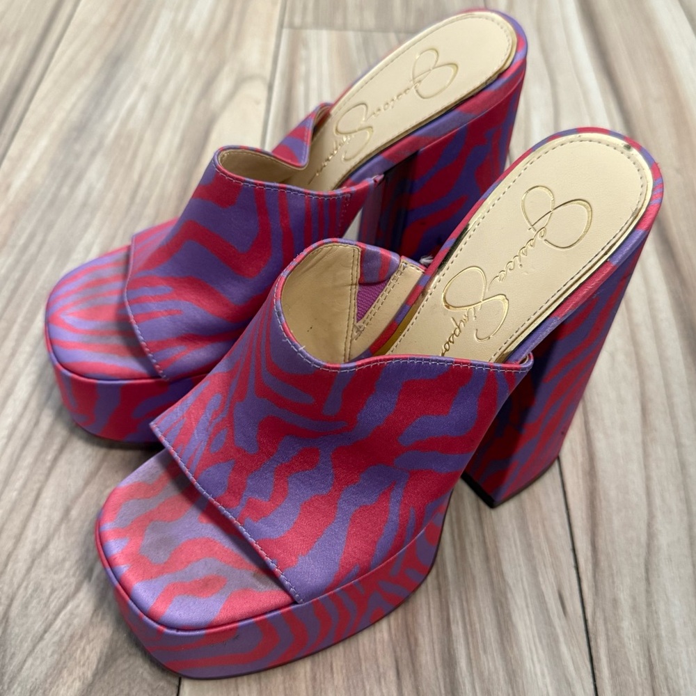 Jessica Simpson Damazy Platform Wedge Purple/Pink Sandal Heels size 6